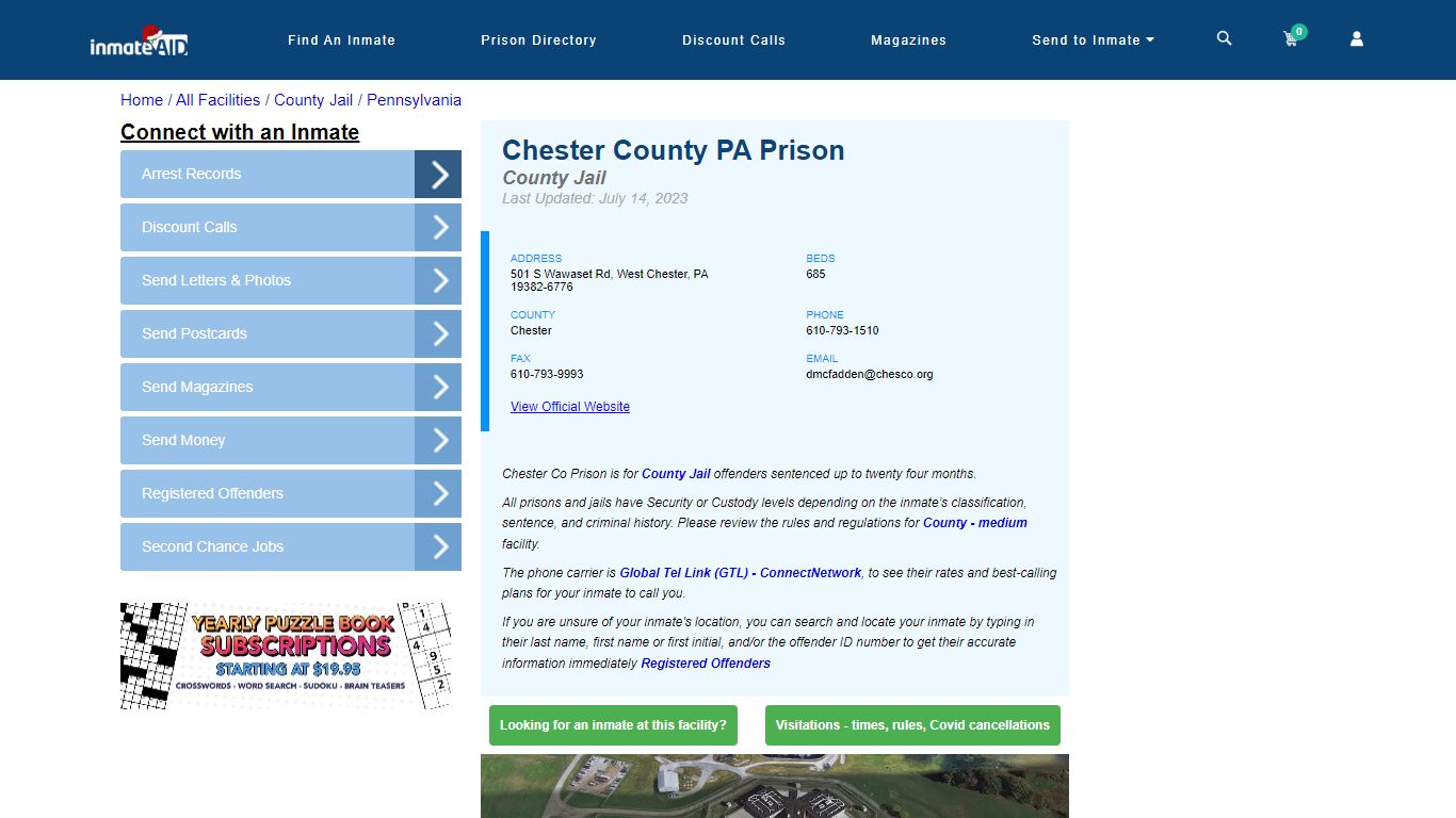 Chester County PA Prison - Inmate Locator - West Chester, PA